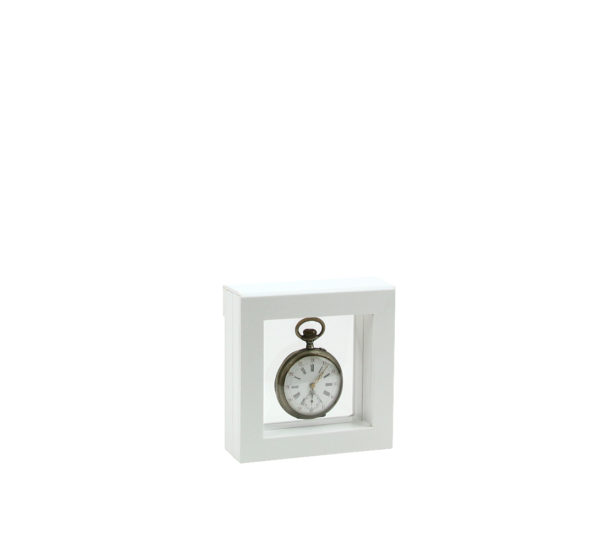 Marco para objetos Nimbus blanco 7×7 cm con reloj