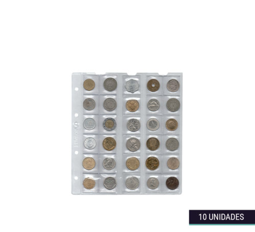 Hojas clasificadoras transparentes 19x20cm 30 departamentos numis con monedas