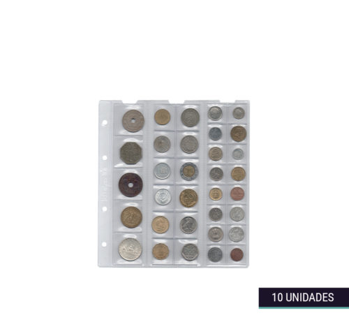 Hojas clasificadoras transparentes 19x20cm 33 departamentos numis con monedas