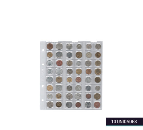 Hojas clasificadoras transparentes 19x20cm 48 departamentos numis con monedas