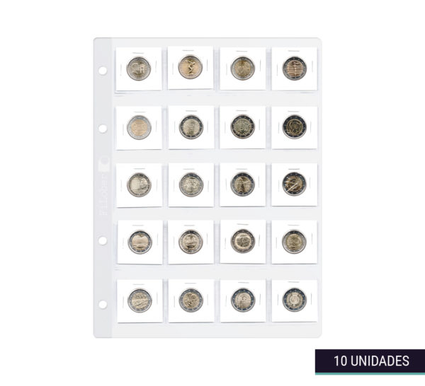 Hojas clasificadoras transparentes 25x33cm 20 departamentos con monedas